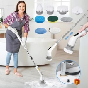 Cepillo de Limpieza Eléctrico con 6 Cabezales Intercambiables para Baño, Cocina y Hogar